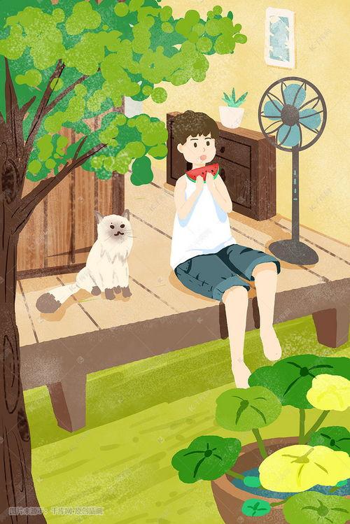 夏日乘凉吃瓜图片,共享清凉时光