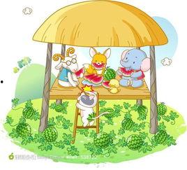 夏日吃瓜卡通素材,卡通瓜果盛宴