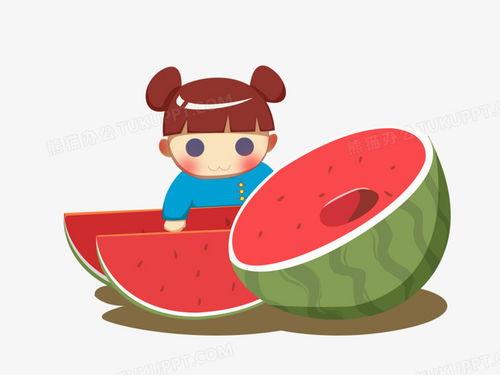 夏日吃瓜卡通素材,卡通瓜果盛宴